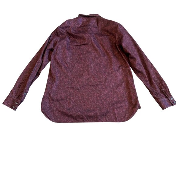 John Varvatos Burgundy Button-Down Shirt 100% Cotton Print Long Sleeve Size XL - Picture 7 of 12